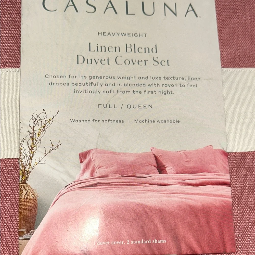 Casaluna F/Q Heavyweight Rose Linen Blend Duvet Cover Set